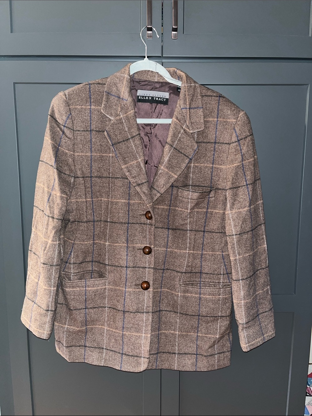 Vintage Ellen Tracy Wool & Cashmere Plaid Blazer